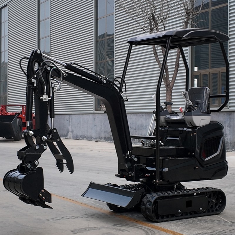 Mini excavator operating at a construction site