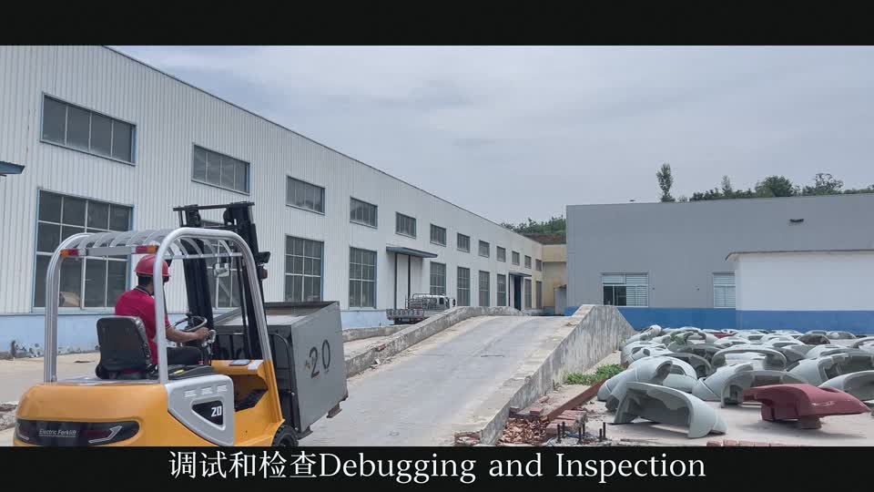 Forklift carrying a test weight near a test ramp